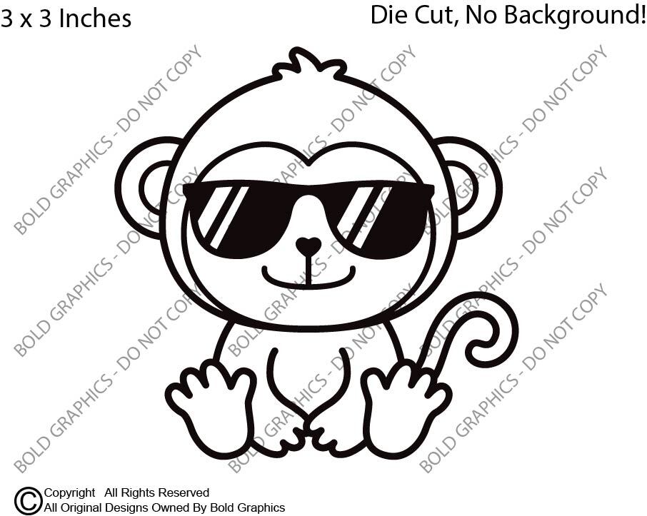 3" Baby Monkey Sunglasses Zoo Decal Vinyl Sticker Friendly Wild Animals Pals