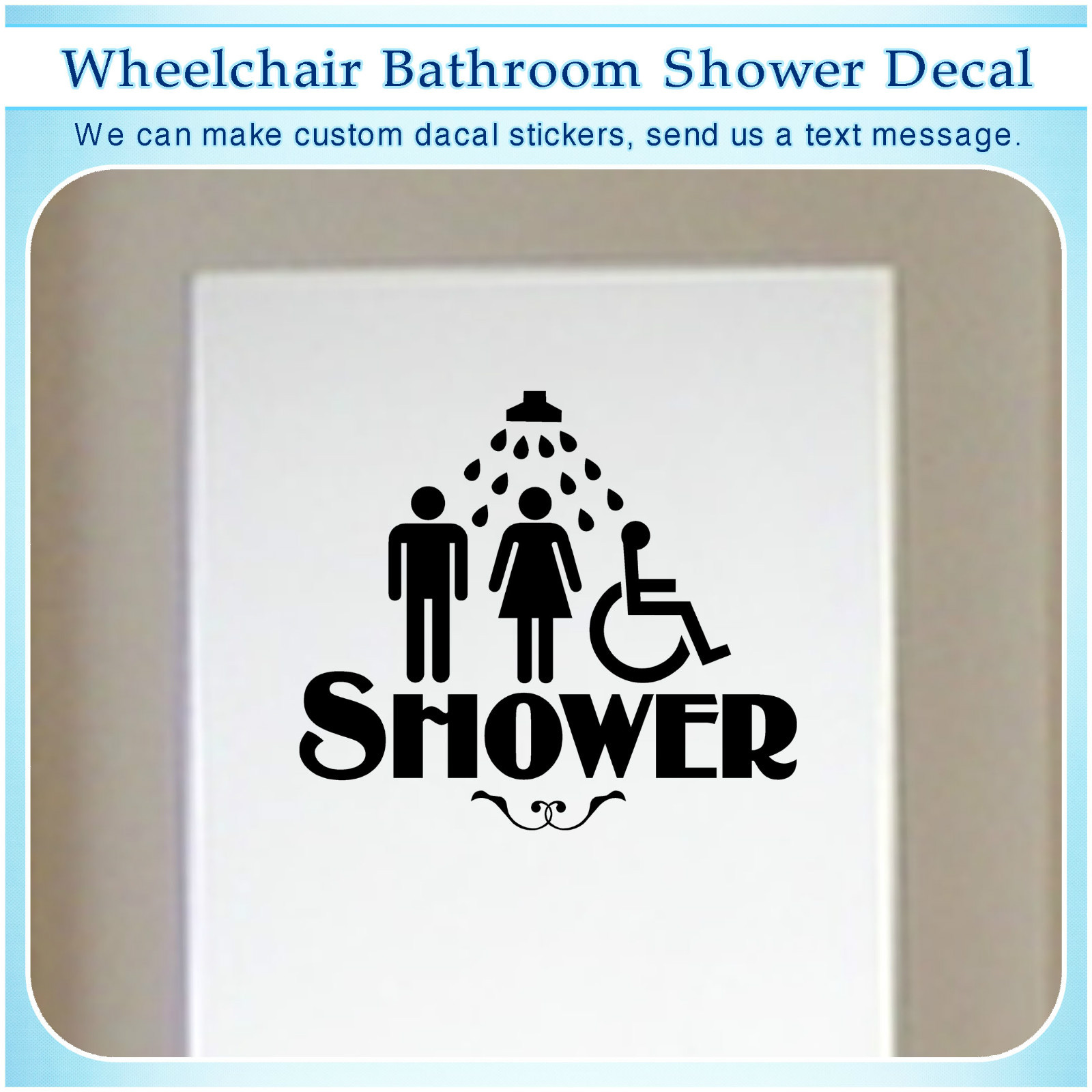Wheelchair Restroom Shower vinyl Sticker door Bathroom Sign Men Women Decal 138