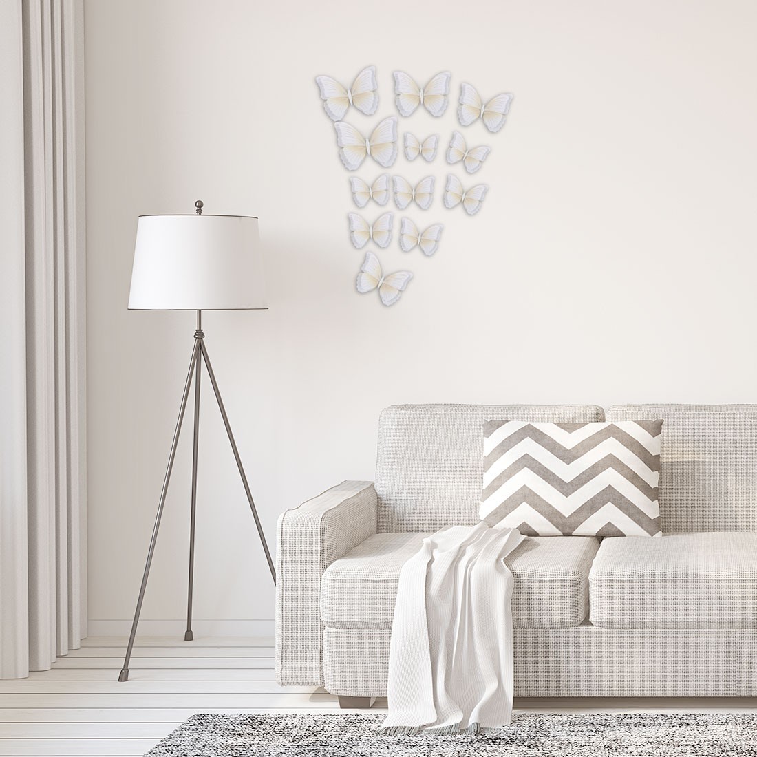 12pcs 3D Butterfly Wall Stickers Fresco Stickers for Room White