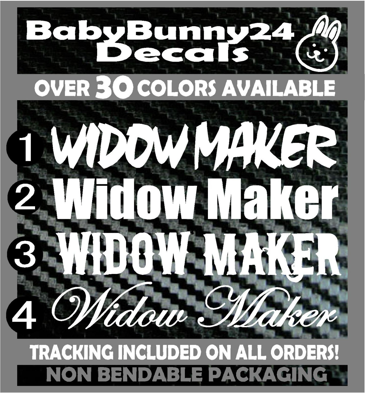Widow Maker 22 inch vertical windshield Vinyl Decal Sticker Car Truck Van side