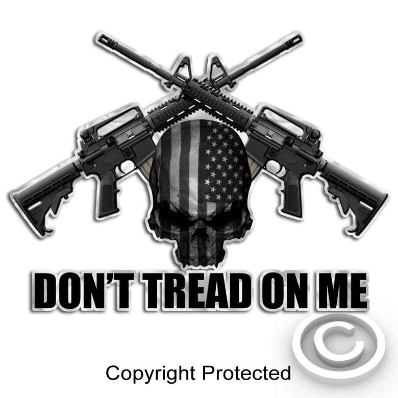 Subdued American Skull Sticker AR15 Gun Cross Don't Tread On Me Military AR-15