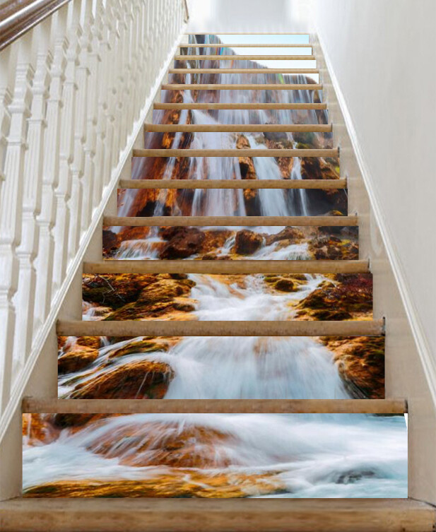 3D Waterfall River AZ302 Stair Risers Decoration Mural Vinyl Wallpaper Kay