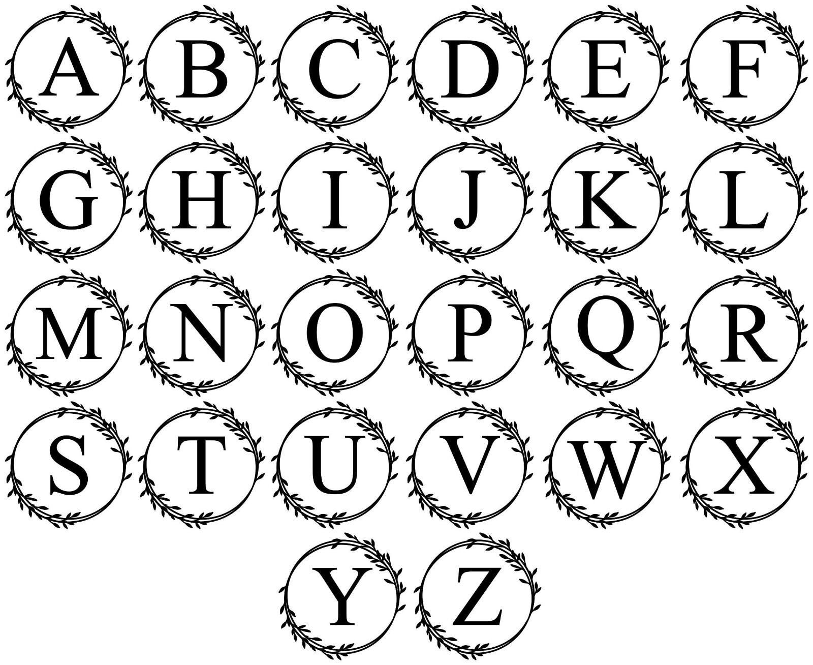 Monogram Letter in Wreath Vinyl Decal V6 | Initial Family Name | Die Cut Sticker