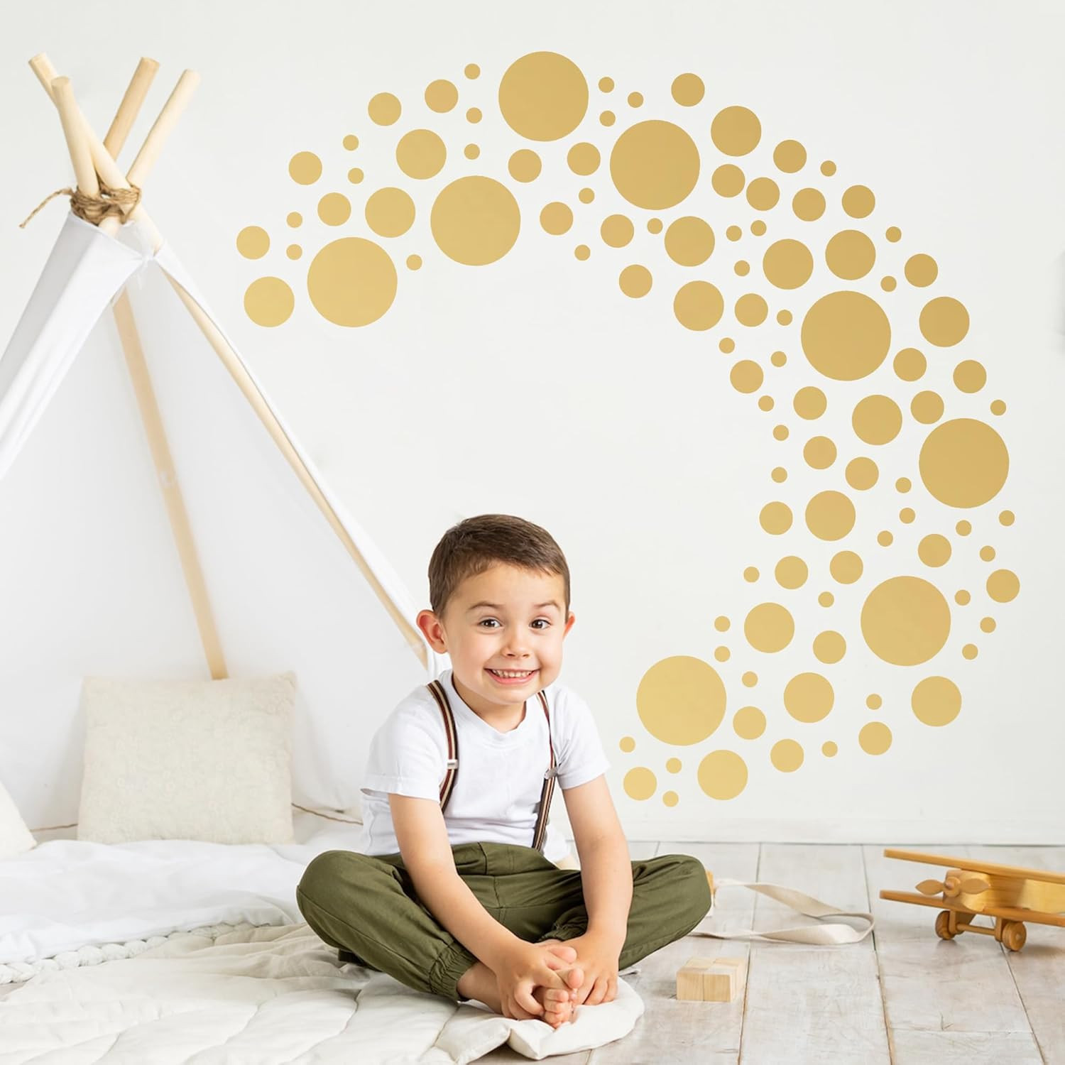 Polka Dot Wall Decals Gold Wall Decal Peel and Stick Kids Decals Removable round
