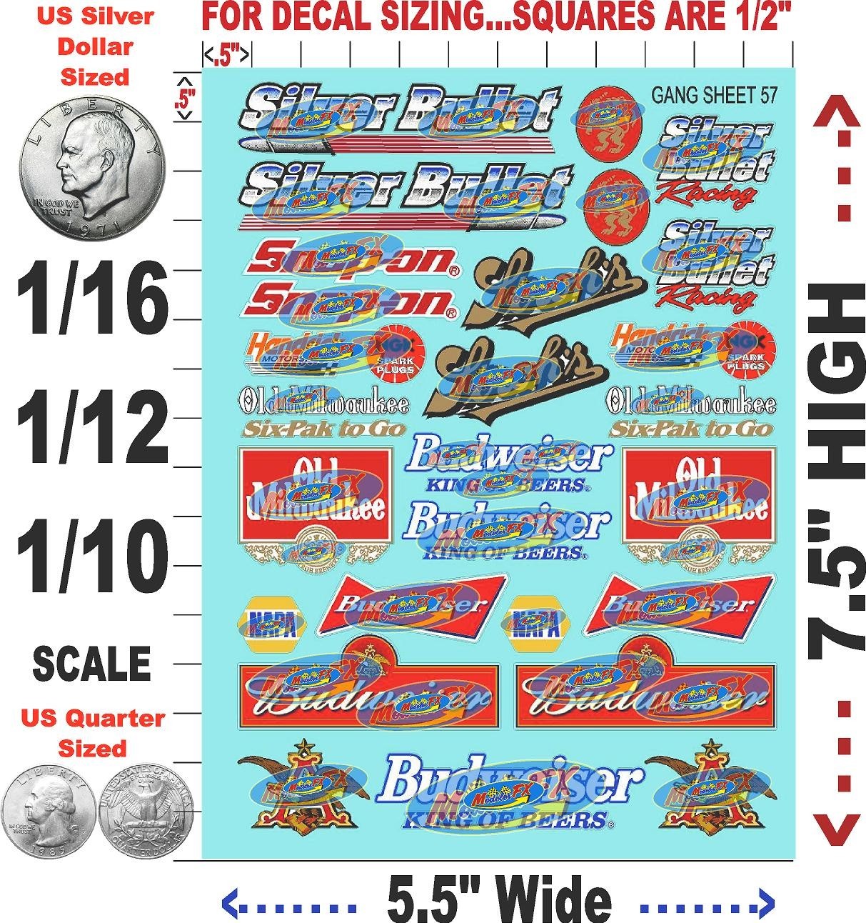 Clear Matte Vinyl Sticker Sheet#57-R/C MODEL Decal fits 1/10-1/16 ScaleBulletbud