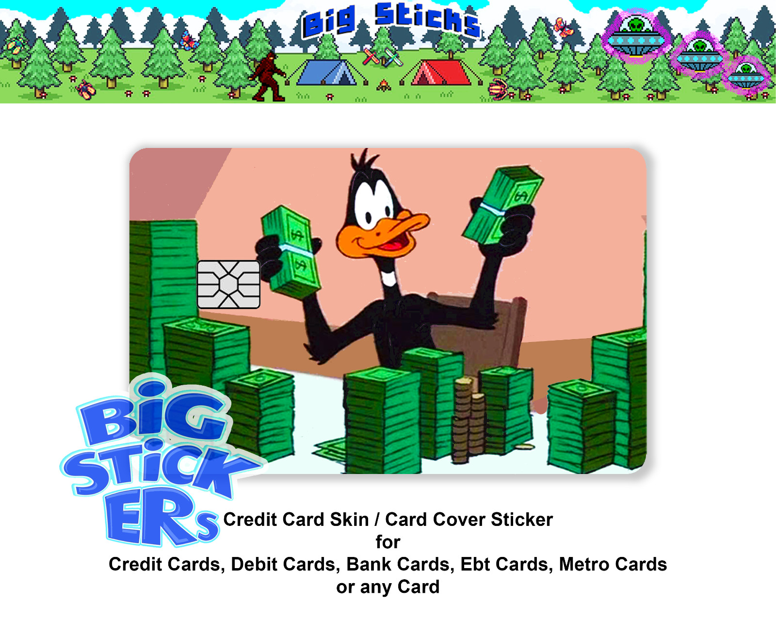 Duck Dollars Vinyl Credit Card Skin Cover Sticker Wrap Decal High Quality