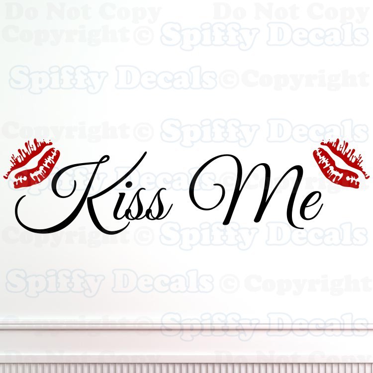 KISS ME WITH LIPS BEDROOM GOODNIGHT LOVE Quote Vinyl Wall Decal Decor Sticker