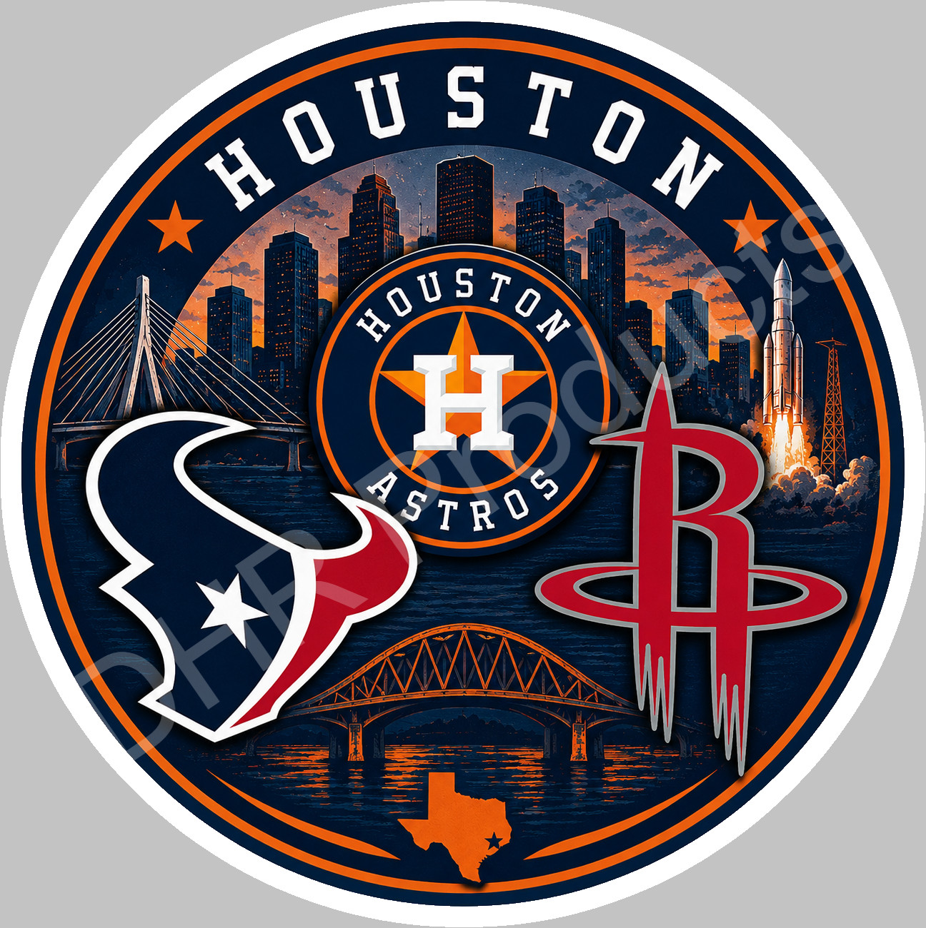 Houston Sports Mashups Vinyl Sticker/Decal | Astros Rockets Texans 01