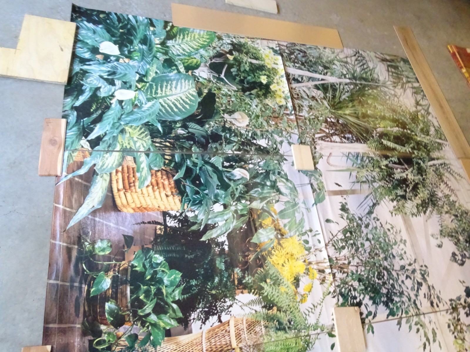 Full Wall Size Mural Tropical Plants Huge Window 8’ 8” x 12’ 6” NOS 108 Sq Ft A