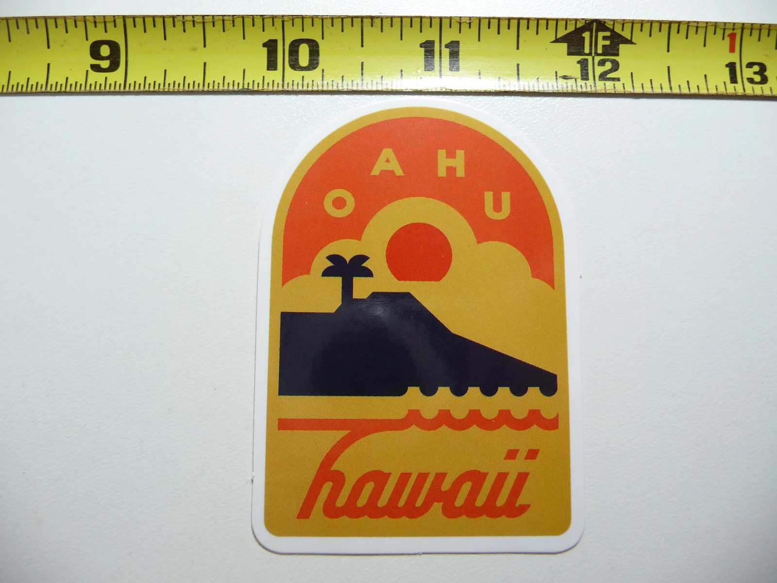 HAWAII OAHU SUN PALM TREE SMALL STICKER DECAL 50TH STATE PARADISE TRAVEL