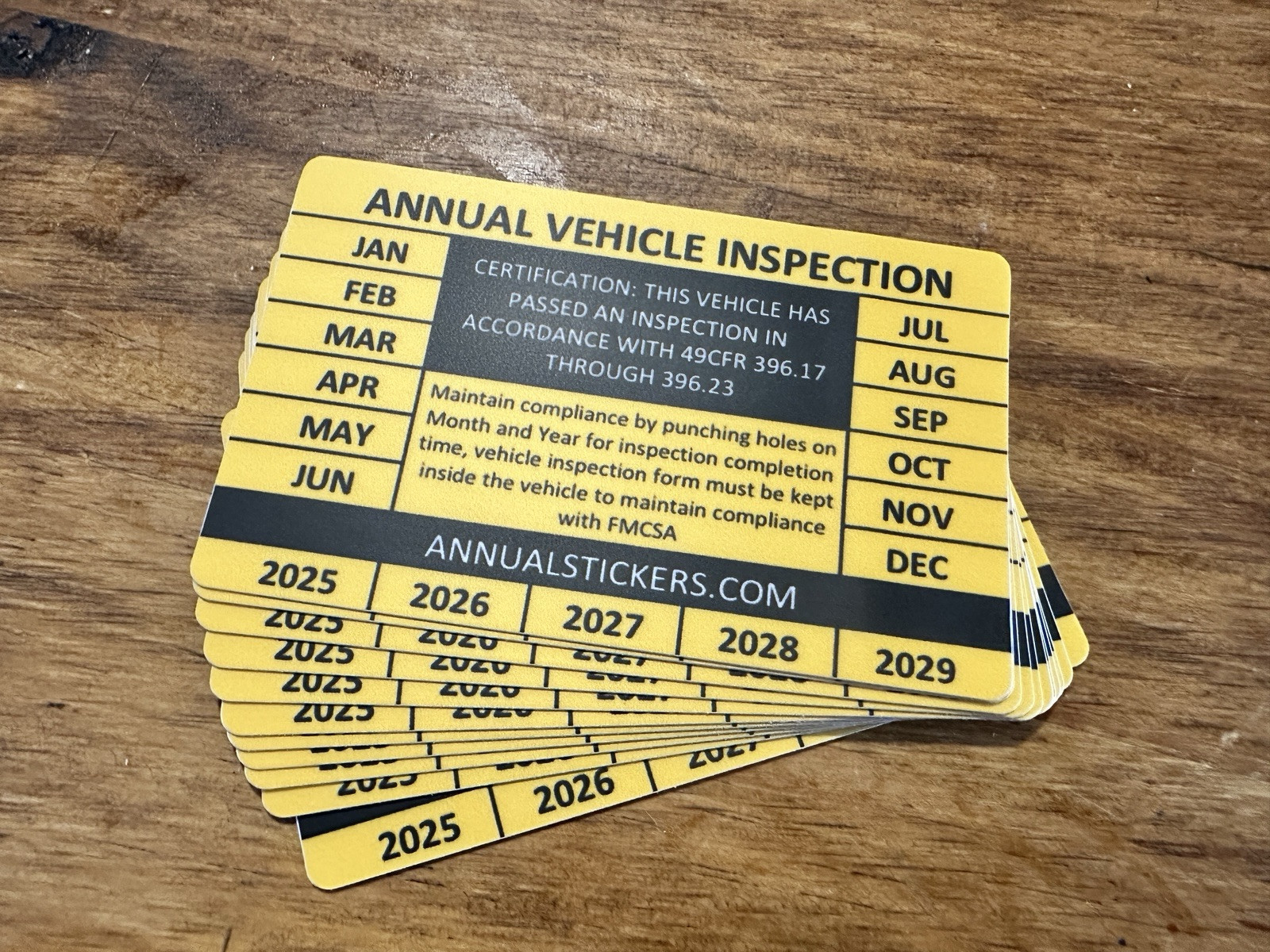 10 Pack Annual Vehicle Inspection Decal Sticker Trucks Trailers Semi Dot orange