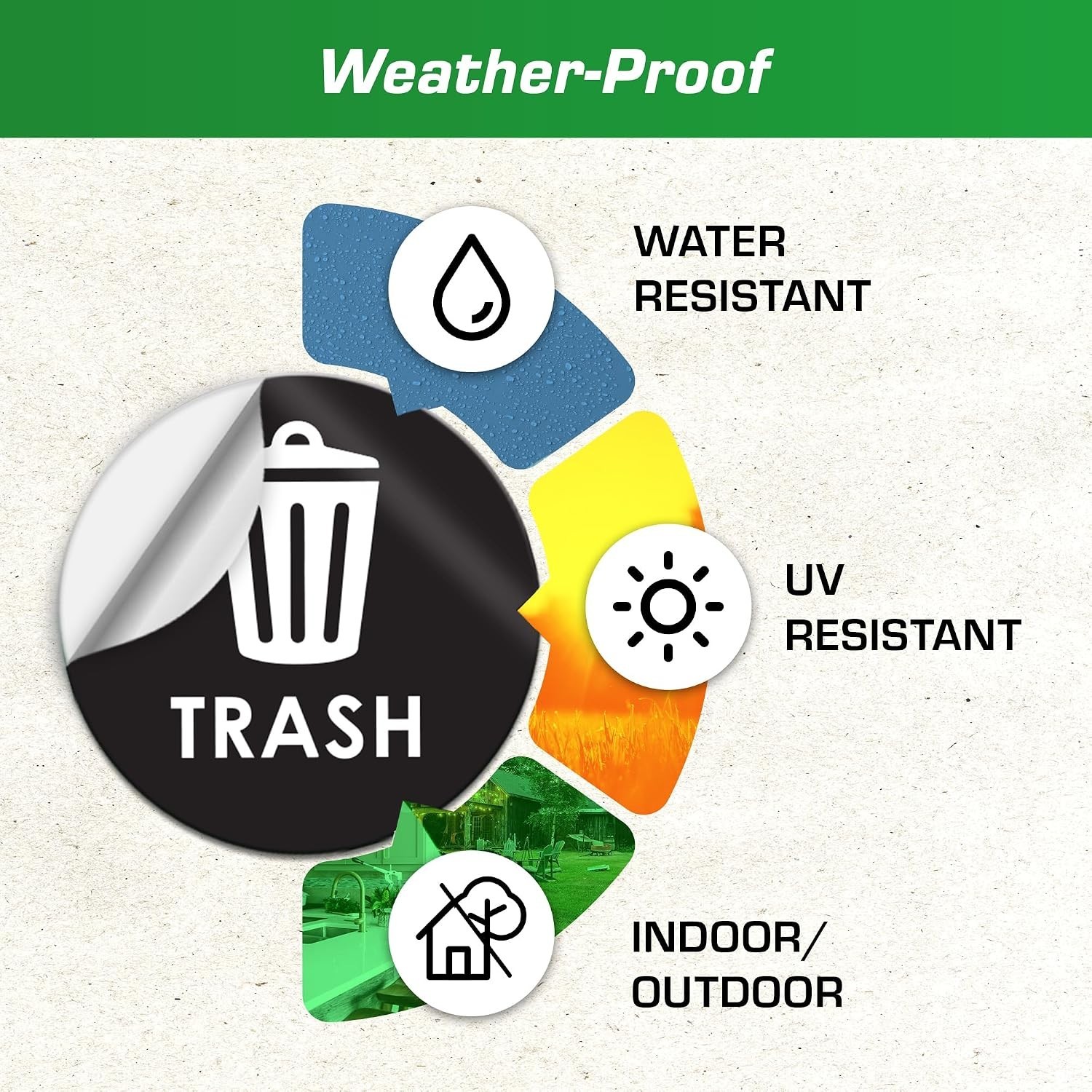 High-Visibility 6" Round Recycling Stickers – Durable, 4 Pack for Easy Sorting