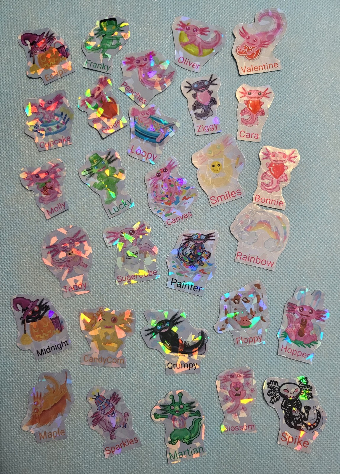 Kawaii Axolotl holofoil sticker 1 pack see description