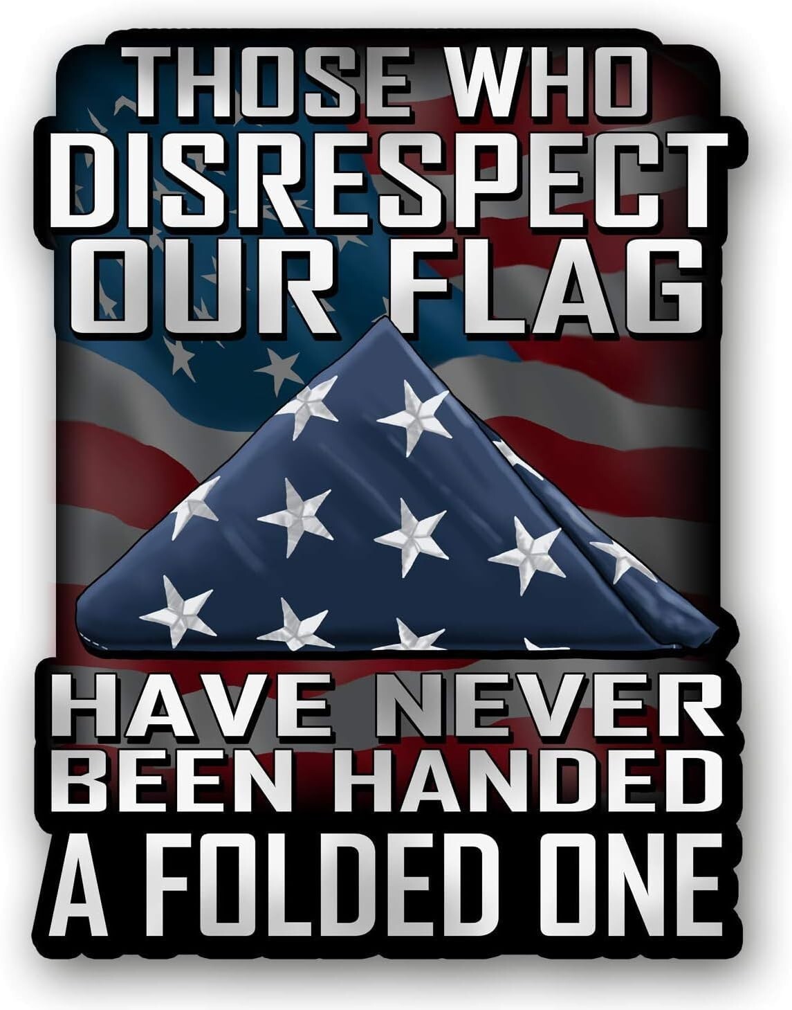 2x Patriot Flag Folded Lost Soldier Veterans Support Military Sticker 7" x 5.5"