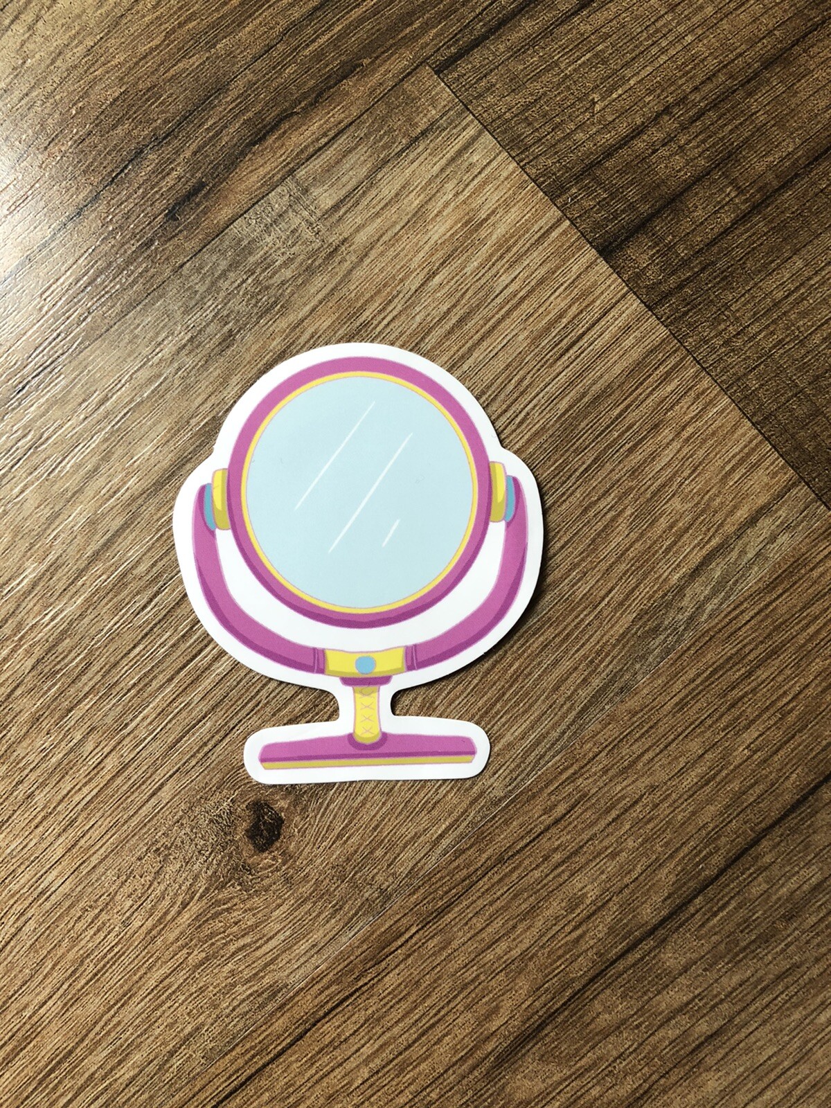Pink Mirror Beauty Girl Cute Decal Vinyl Sticker Water Bottle Laptop Waterproof