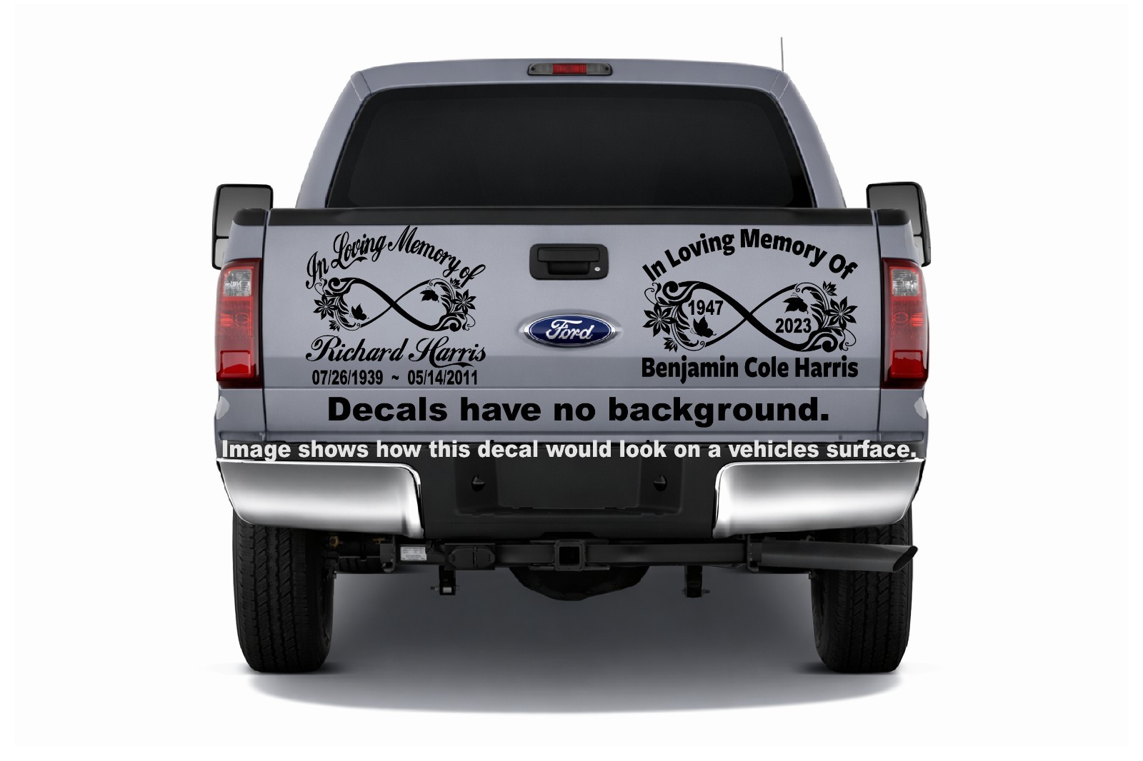 In Loving Memory Infinity Floral Forever Memorial Sticker Decal – 3 Font Choices