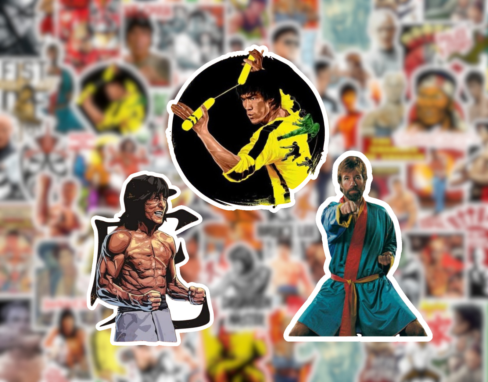 25/50 Kung-Fu Sticker Pack-Waterproof Vinyl-Bruce Lee Martial Arts Shaolin Japan