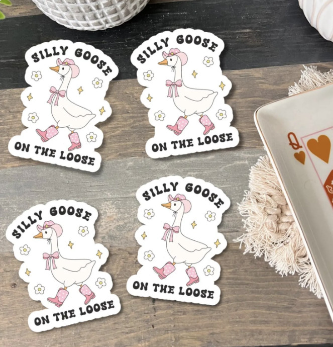 Silly Goose & Cowboy Stickers – Trendy Vinyl Decals for Humor & Popular Fun