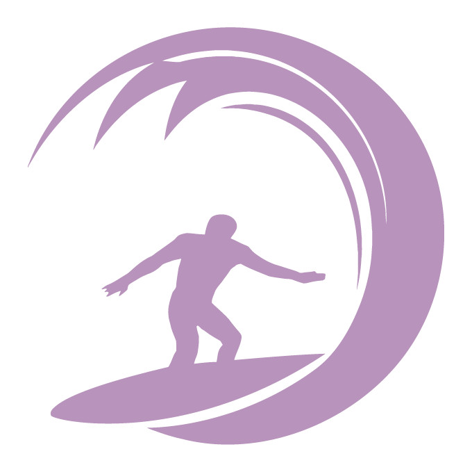 Surfer Surfing Ocean Wave Many Colors Die Cut Vinyl Decal Made in USA