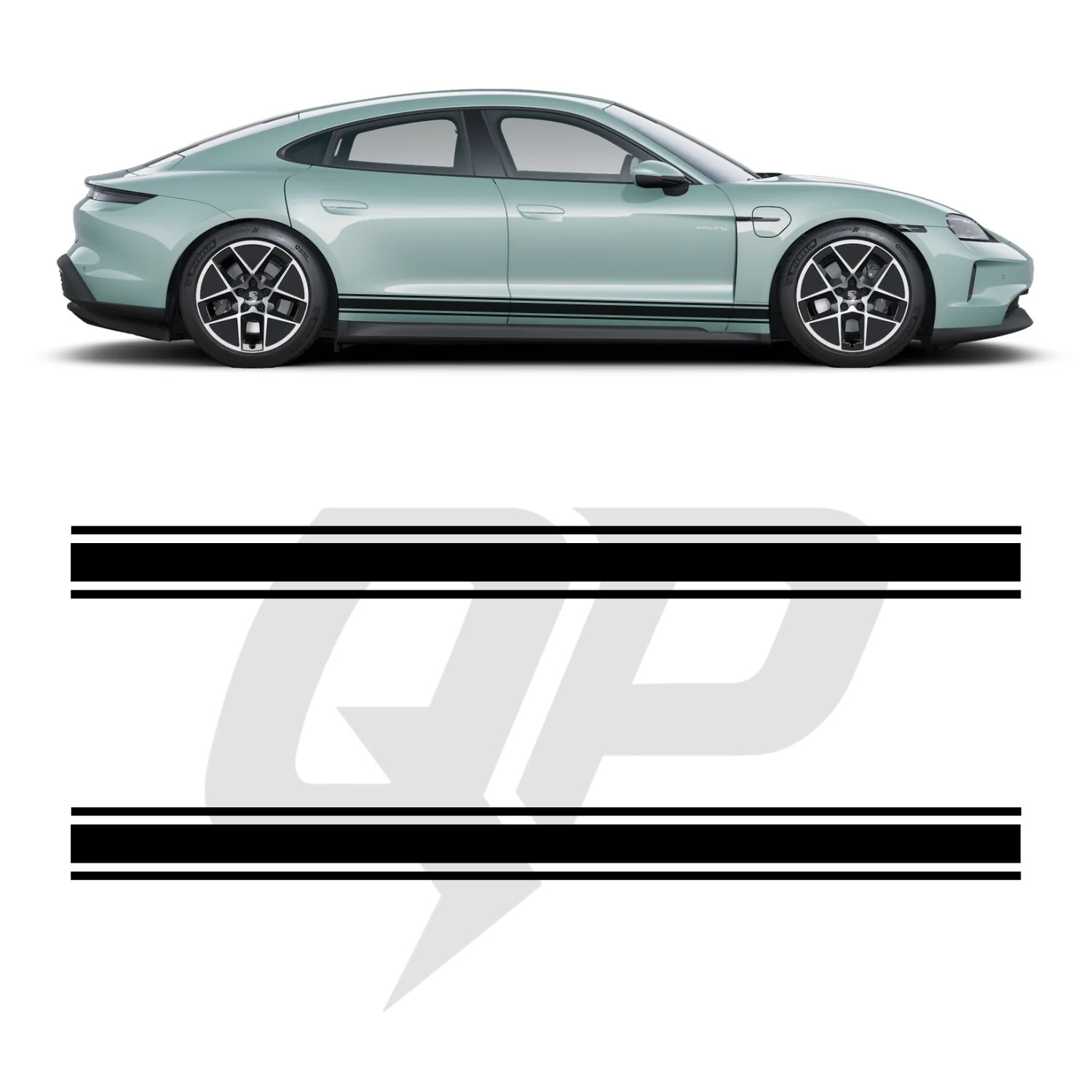 Compatible With Porsche Taycan Triple Side Stripe Decals – 3-Stripe Rocker Panel