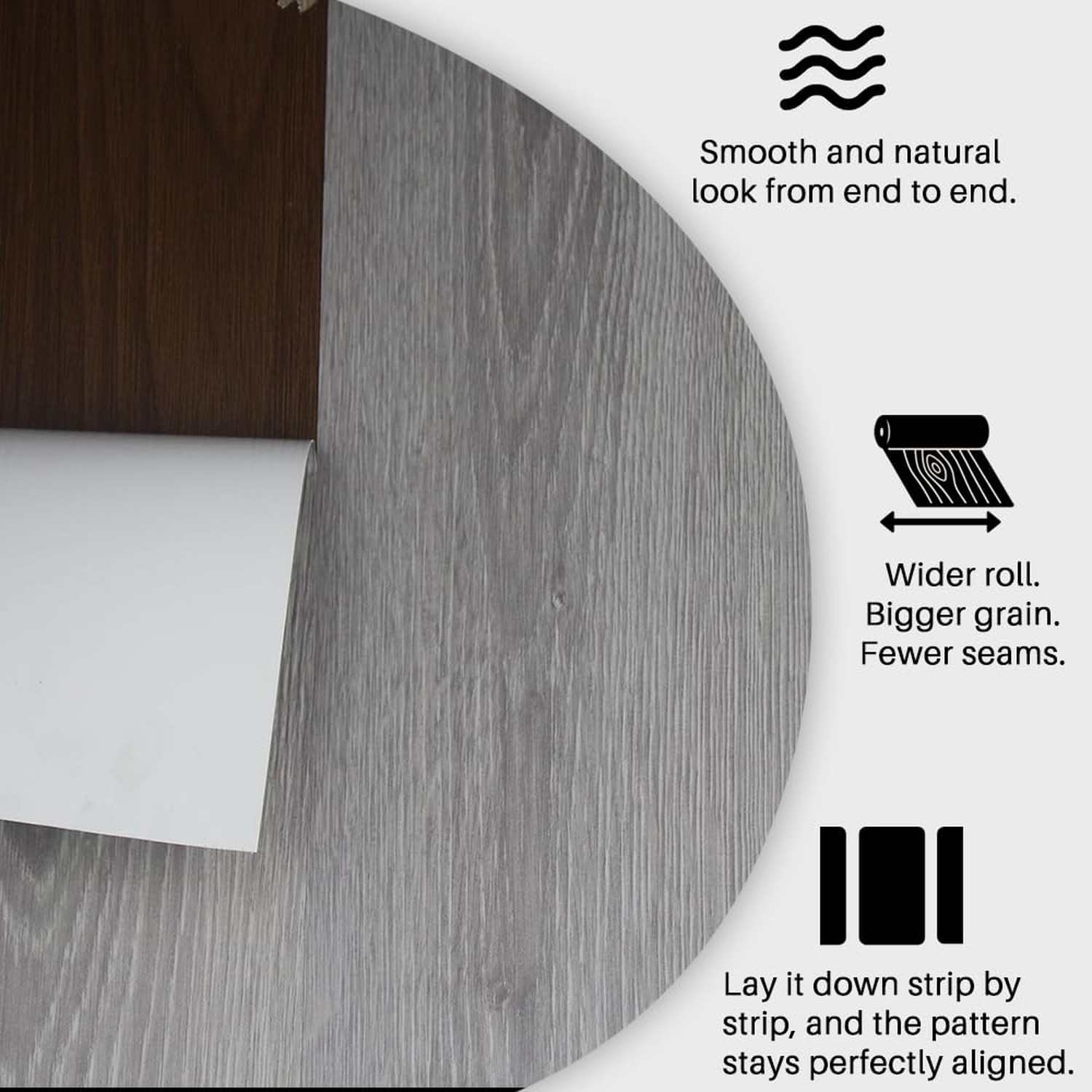 Wood Grain Peel and Stick Floor Tiles – 11.8” Width, Full Roll Lengt