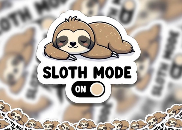 Sloth Mode On Waterproof Sticker – Cute Sleeping Sloth Vinyl Decal