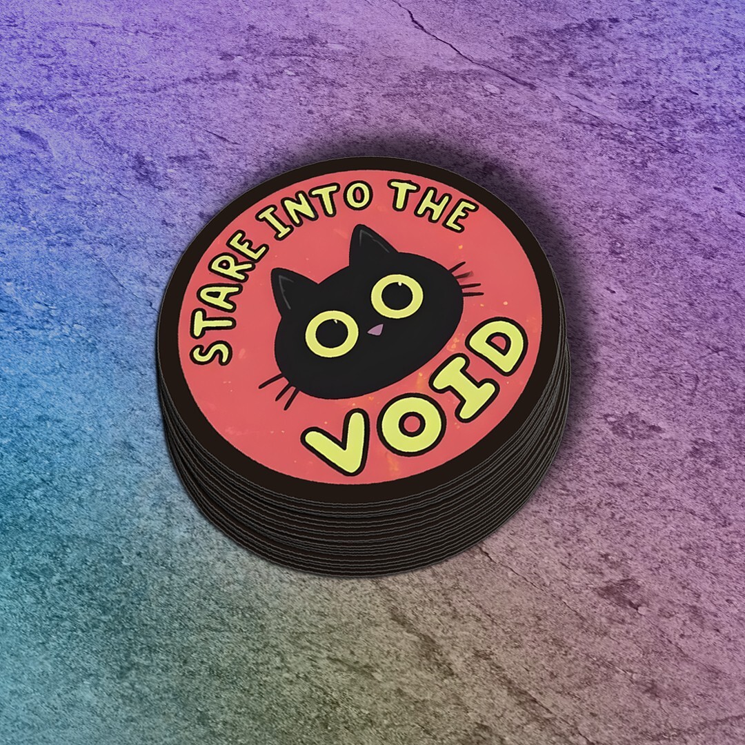 Funny Cat Sticker: "Stare Into the Void" Vinyl Decal