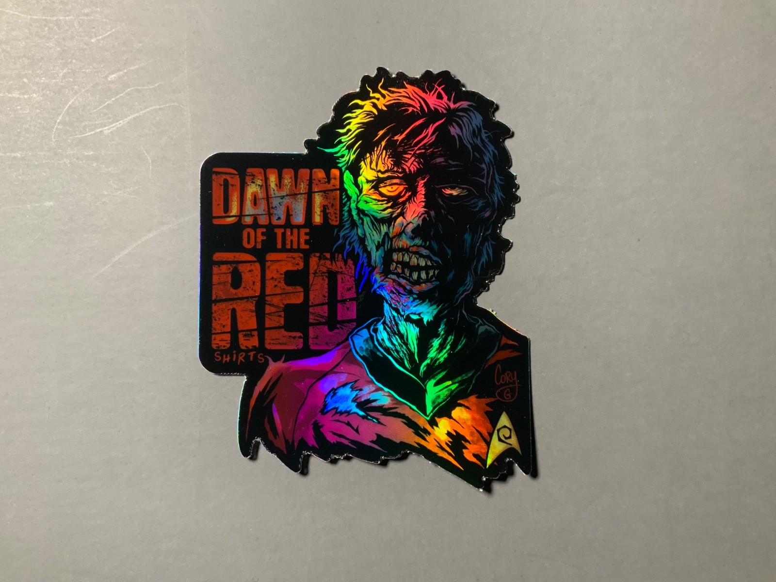 Zombie Star Trek Dawn of the Dead Red Shirts Sticker dvd vhs Blu-ray Horror JTHM