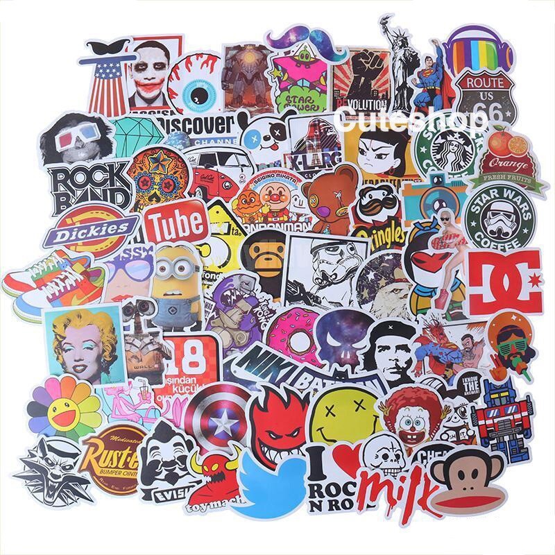 UK 50PC Fashion Graffiti Stickers Brand LOGO Laptop Skateboard Car Luggage Decal