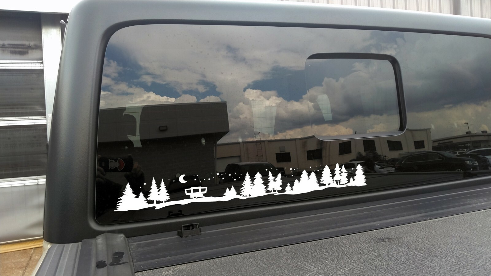 Pop-Up Camper Moon Stars Vinyl Decal V2 | Trees Forest Graphics Die Cut Sticker