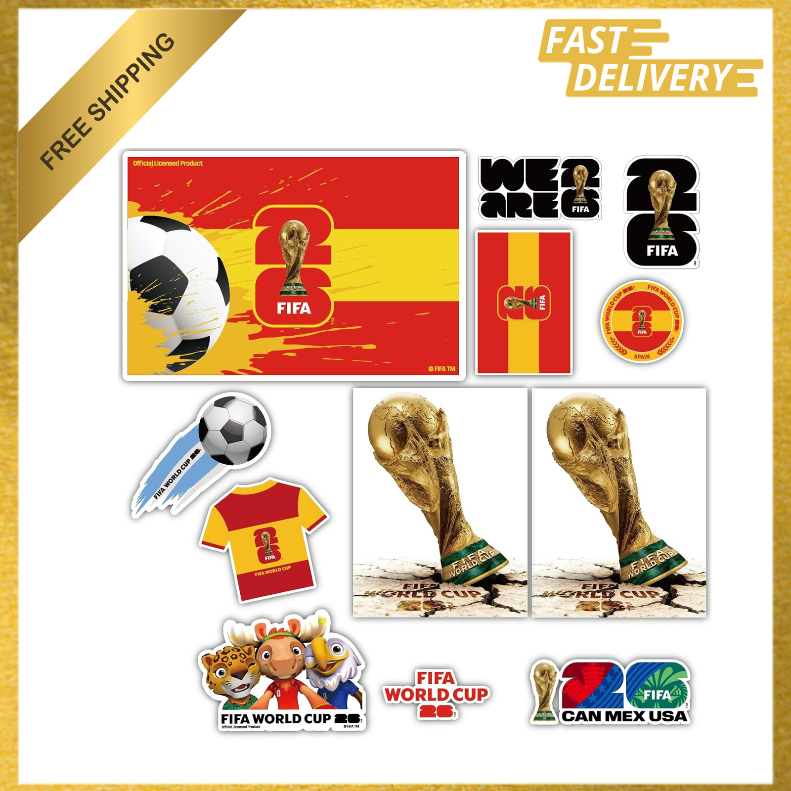 Fifa World Cup 2026 Official Licensed Spain Sticker Collection Waterproof Vinyl
