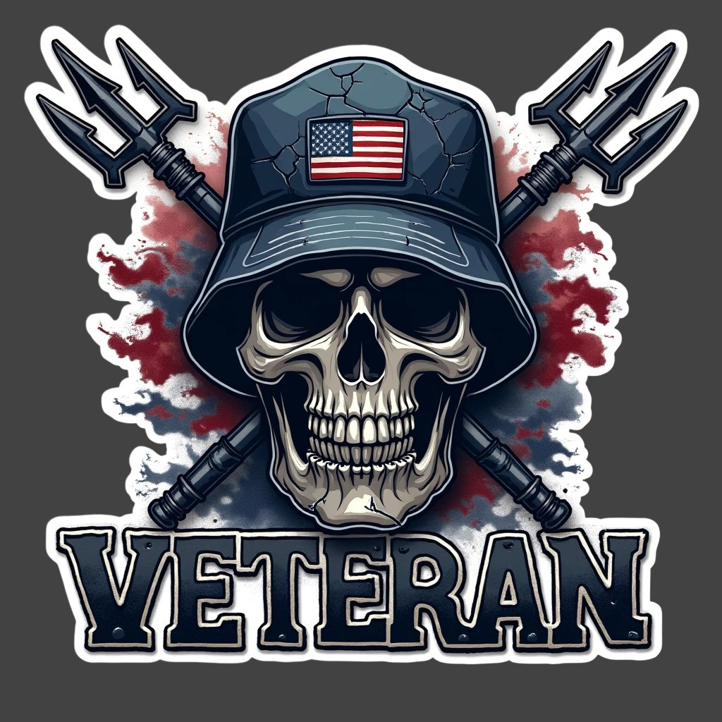Navy Veteran Skull Trident Sticker Vinyl Decal Military Patriotic USA