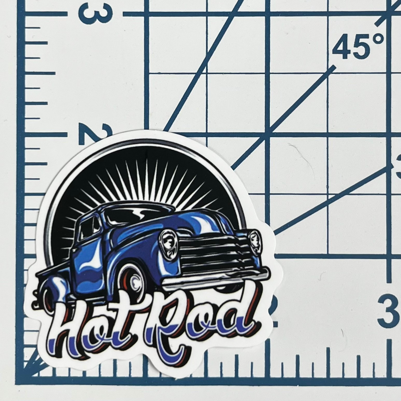 Hot Rod Blue Truck Vinyl Sticker Vintage Pickup Decal Retro Chevy GMC Garage Art