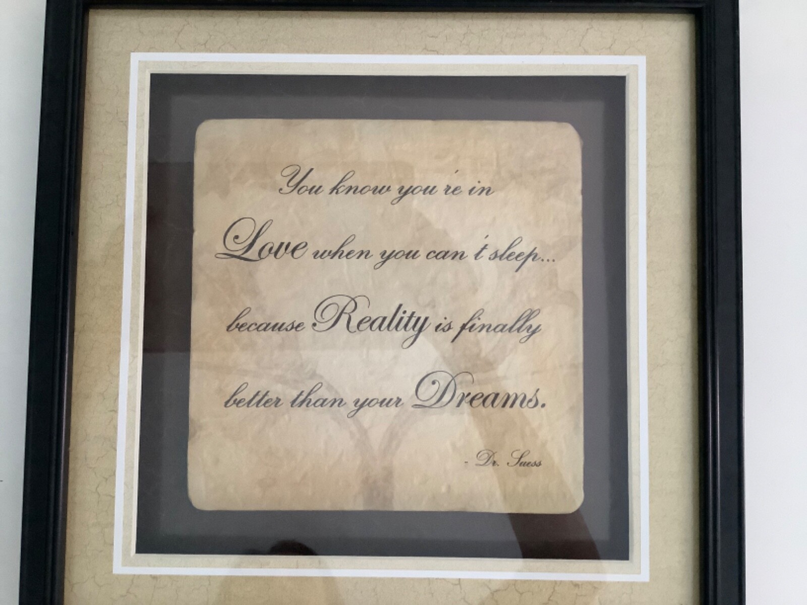 Dr Seuss Quote”You Know you’re in LOVE,wall plaque,Framed,Matted Collectible