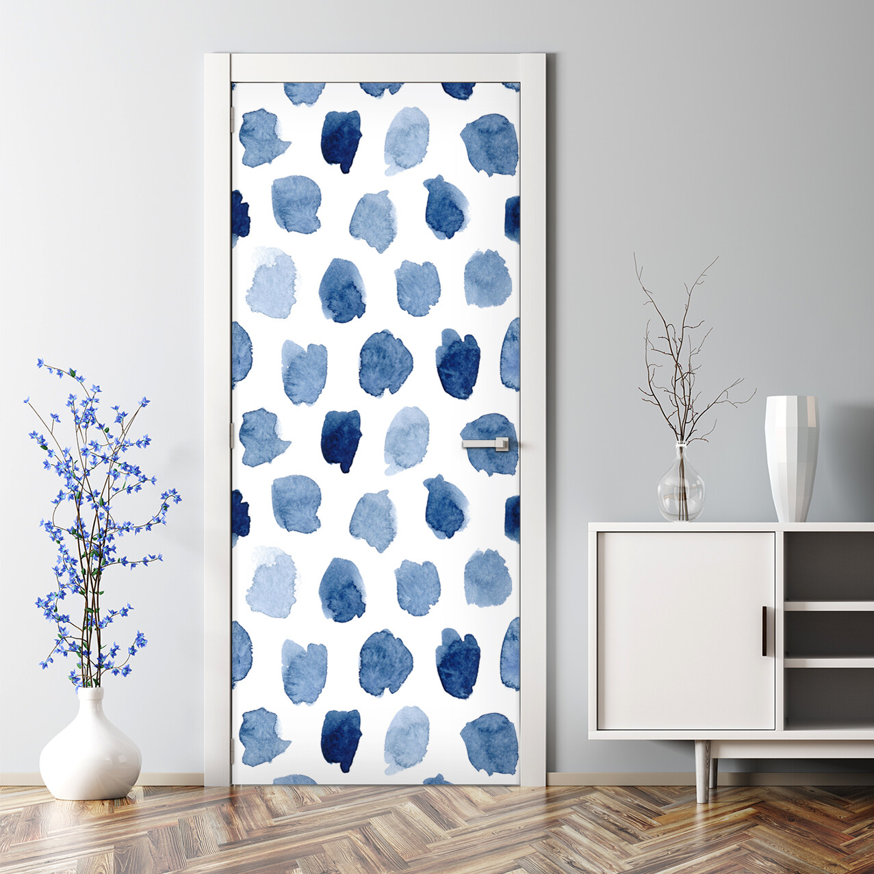 Ink dots Abstract removable Door sticker white mural Self Adhesive Peel & Stick