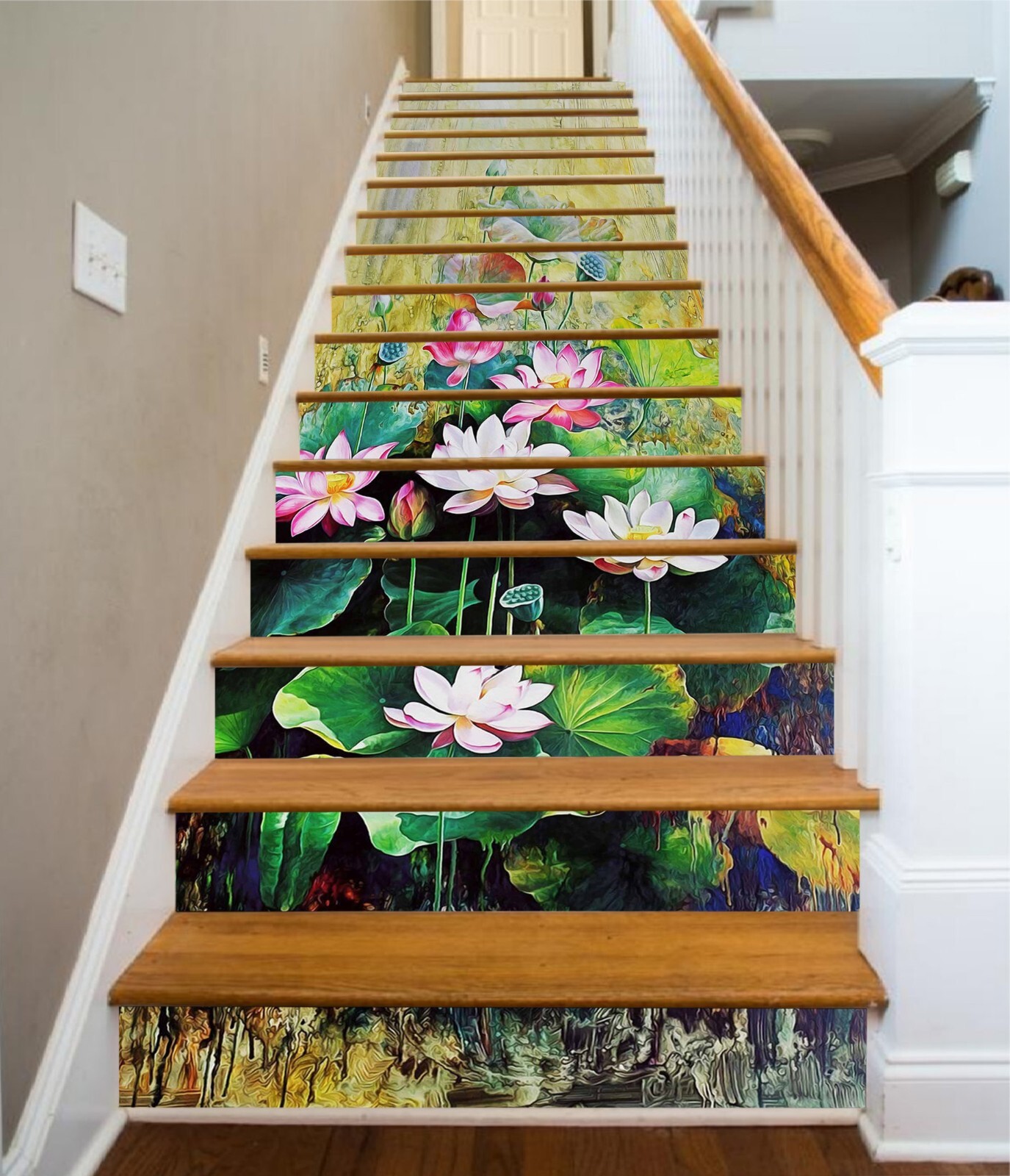3D Lotus Picture 763 Stair Risers Decoration Photo Mural Vinyl Decal Wallpaper