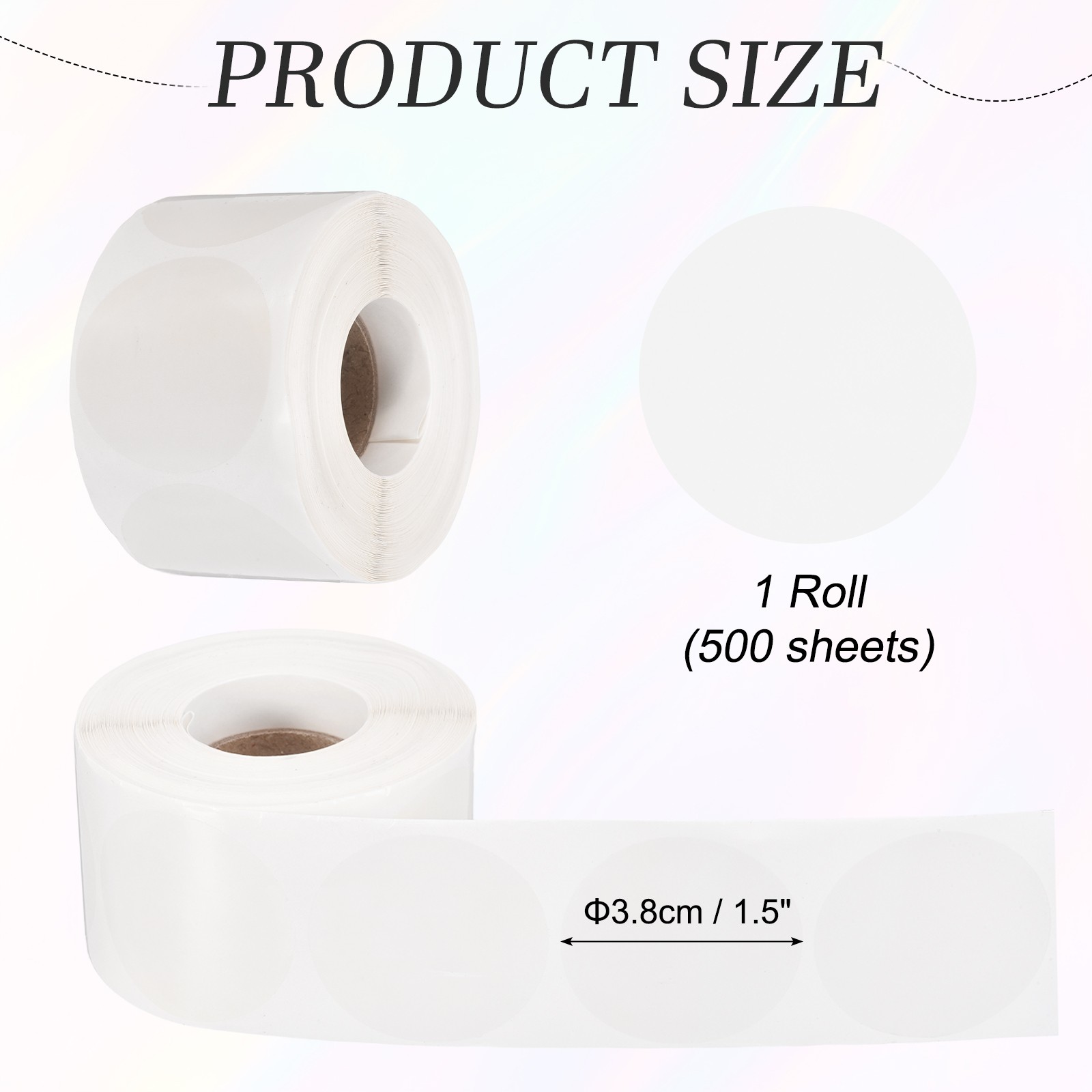 500pcs Round Thermal Label 1.5×1.5" Self-Adhesive Thermal Stickers Clear