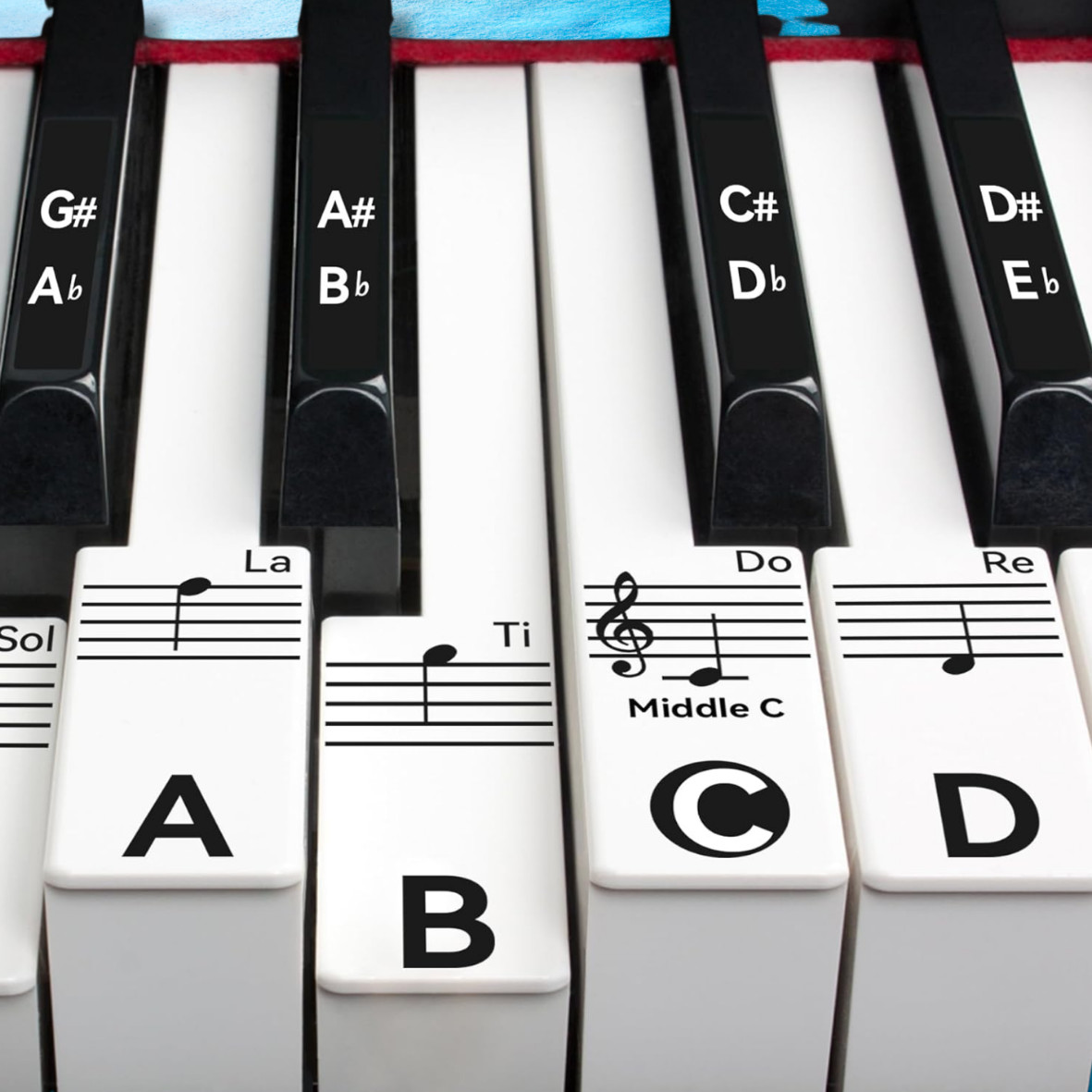 Piano Key Stickers for 88/76/61/54/49 Keys, Removable Piano Stickers for Black