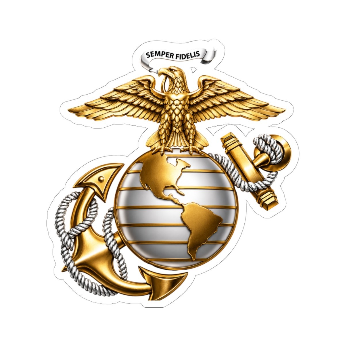 Kiss-Cut Stickers – Emblem – USMC – Eagle Globe Anchor – 3d enhanced