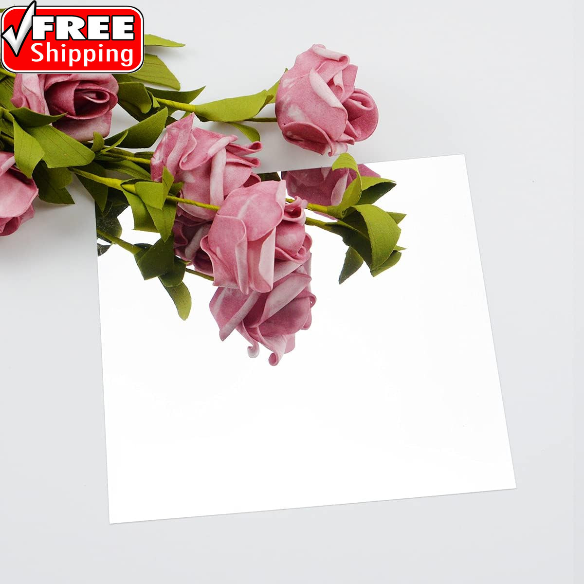 10 Pieces Flexible Mirror Sheets, Self Adhesive Decorative Plastic Mirror Tiles