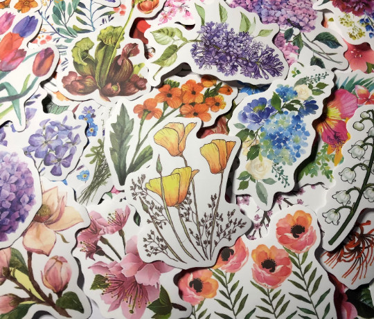 Set of 10 Flower stickers, assorted, flower decal, scrapbook stickers, mom gift