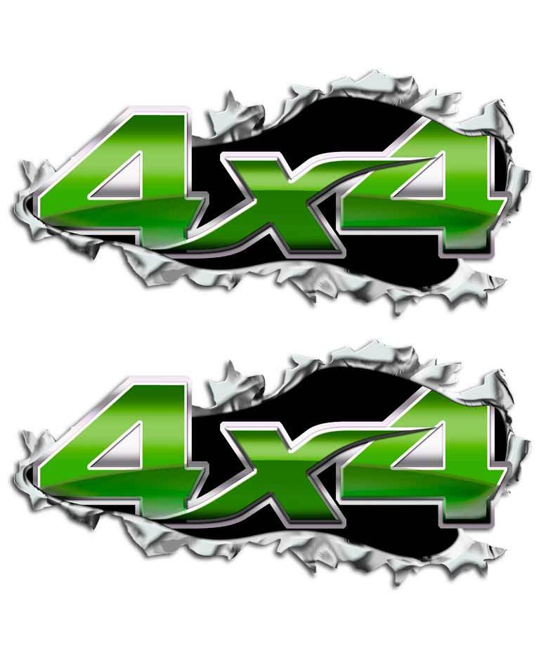 Ripped Metal Truck Decal – Torn 4×4 Sticker Green Hulk