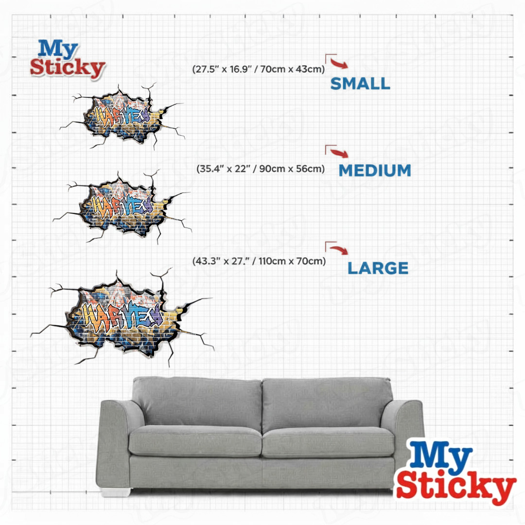 Personalized 3D Graffiti Name Custom Vinyl Wall Sticker DIY Room Decor Kids