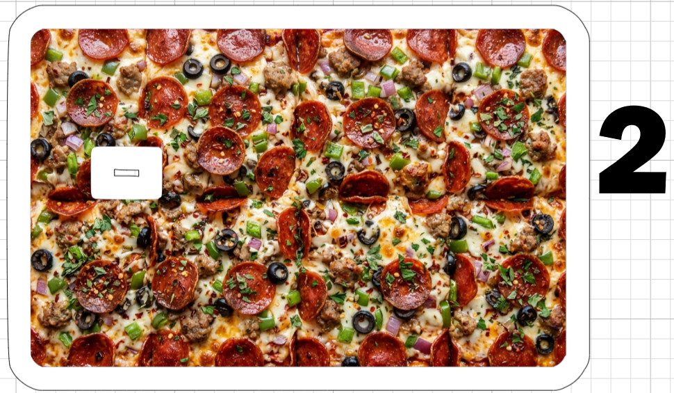Food Fan Credit Debit ATM Gift Card Skin Sticker Ribs Pizza Hamburger Lasagna