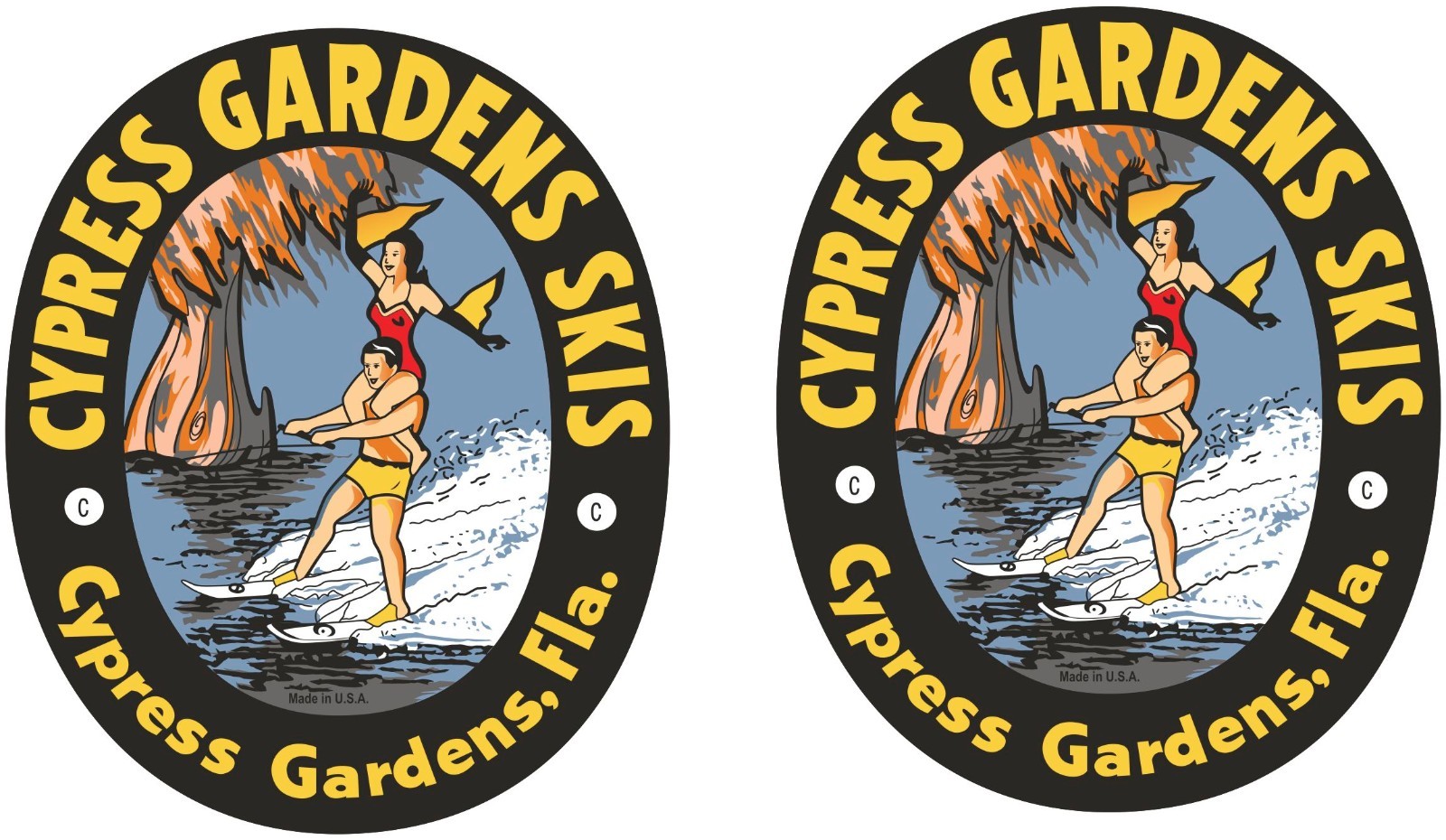 2 VINTAGE CYPRESS GARDEN Decals Asst. Sizes FREE SHIPPING