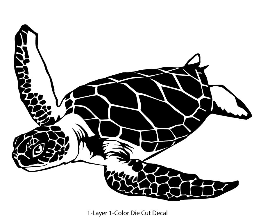 Sea life – Galapagos Ocean Turtle 1 Outdoor Window Decal Vinyl Sticker 6Yrs Film