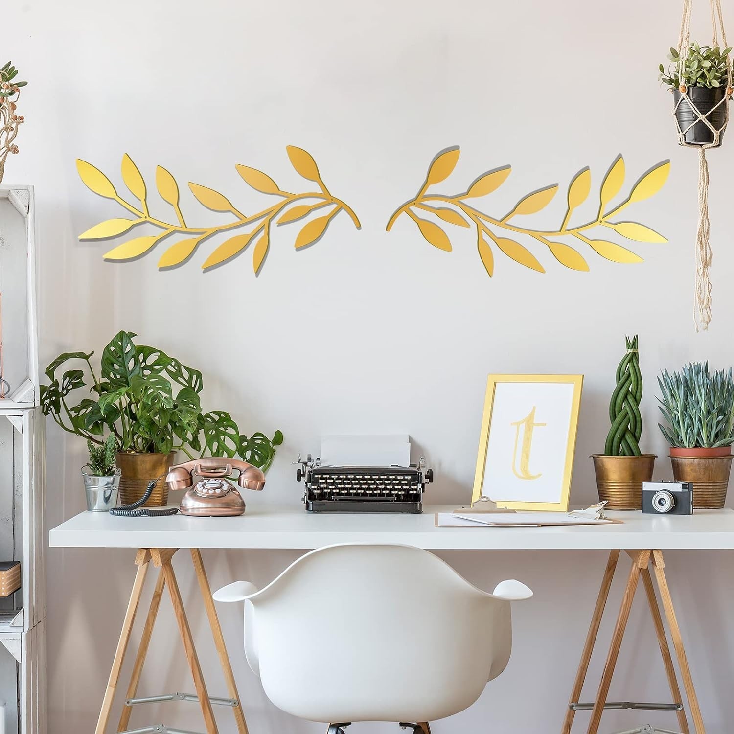 Stunning Gold Leaf Wall Decor Set – Perfect for Bedrooms and Living Areas