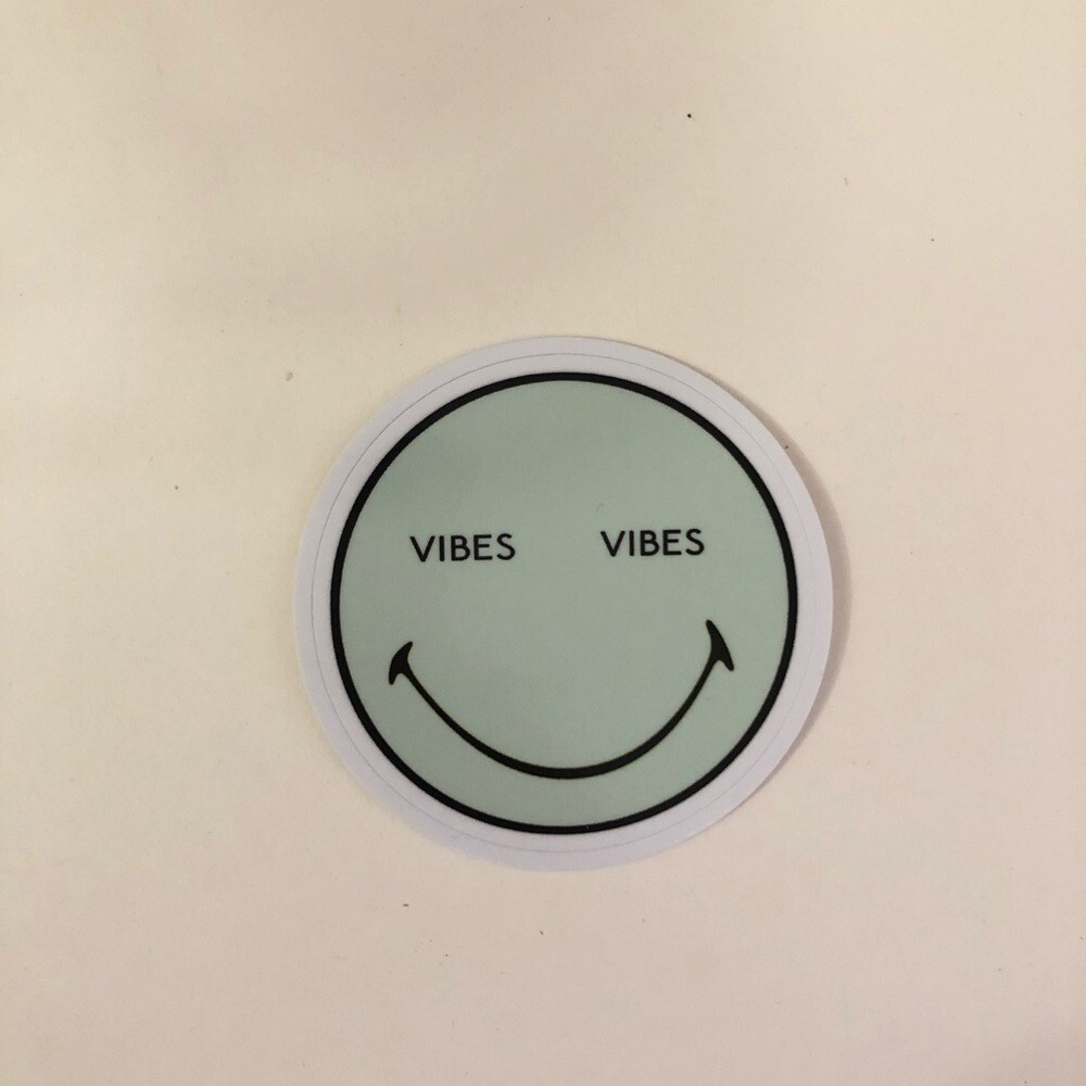 New Vibes Smiley Face UV Vinyl Sticker 2.5"