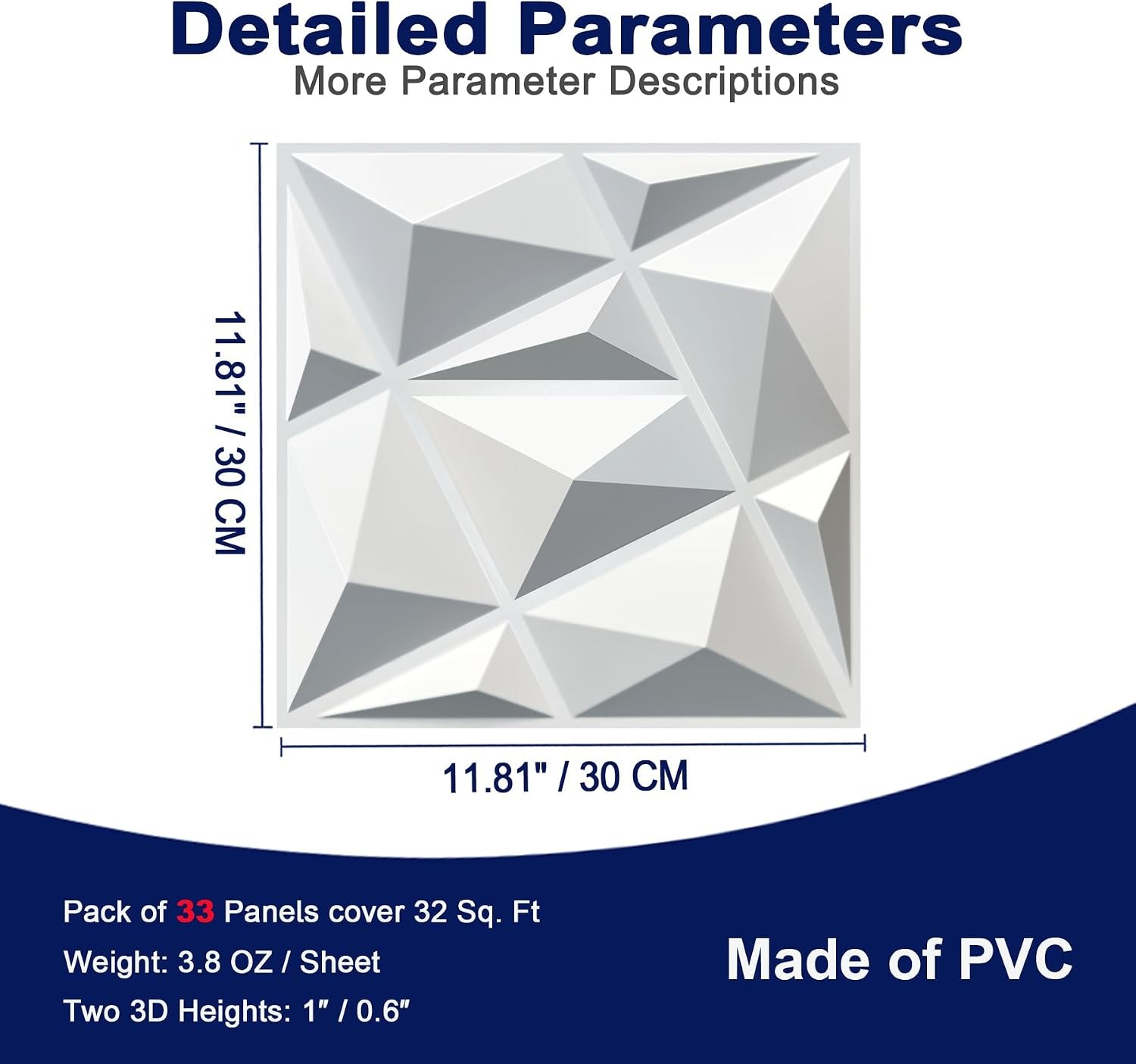 33 Pack 3D Wall Panels Modern Diamond Textured Design Interior Wall Decor in