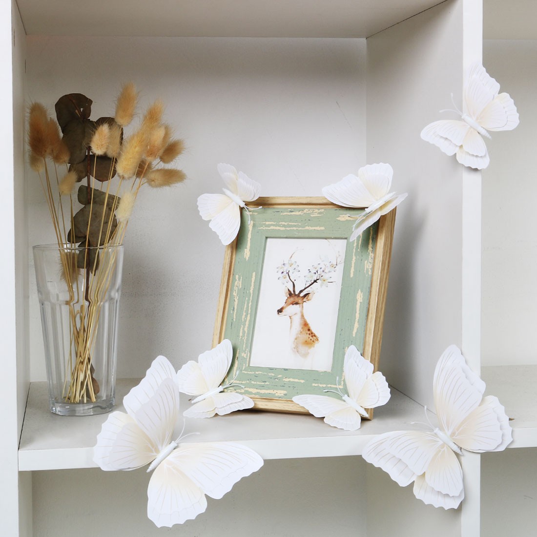 12pcs 3D Butterfly Wall Stickers Fresco Stickers for Room White